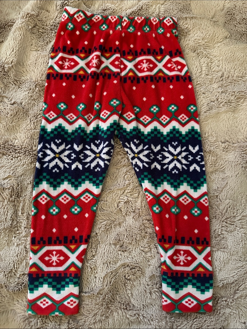 Cat & Jack Red Fair Isle Fleece Leggings, 2T
